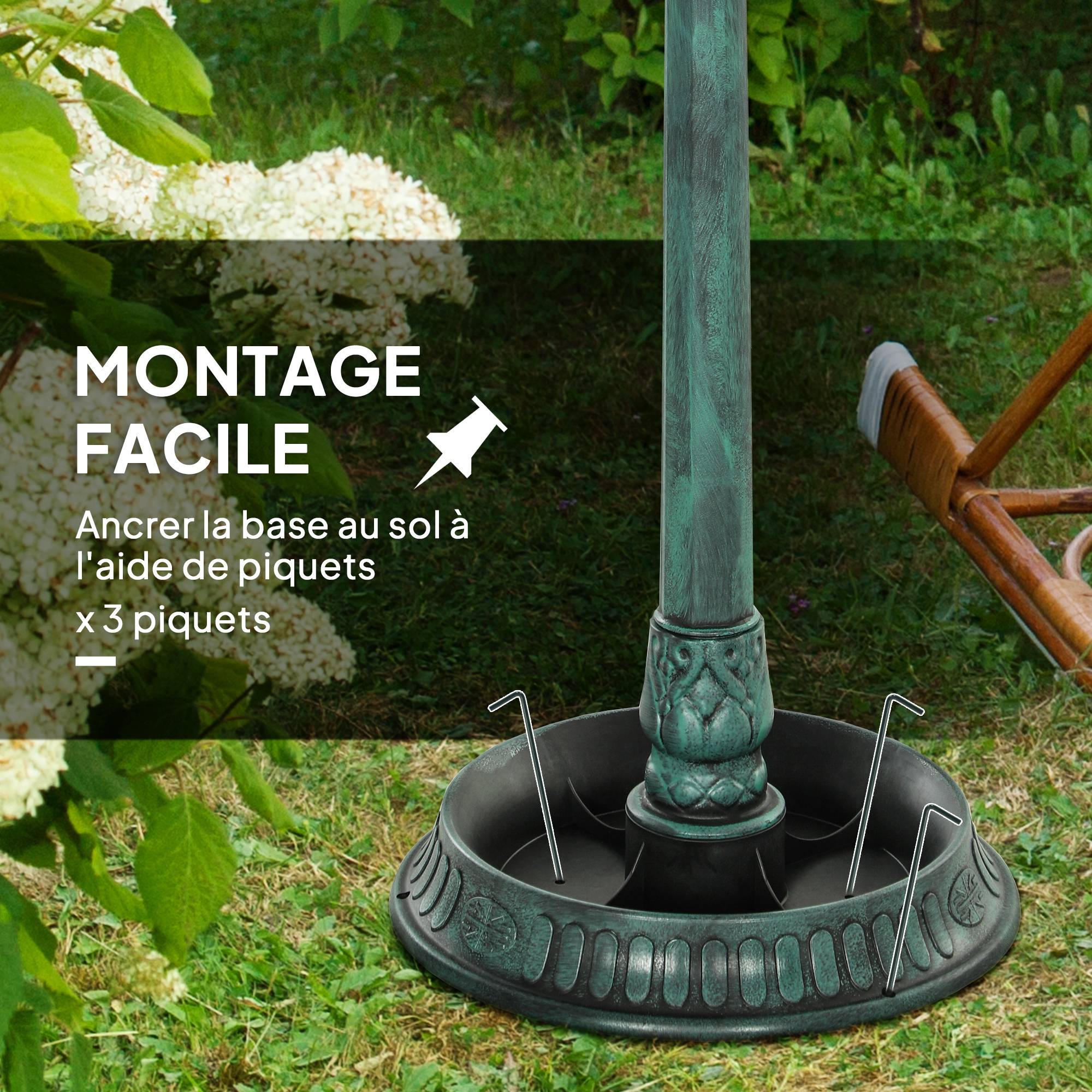 Maison Chic - Bain d'oiseaux abreuvoir pour oiseaux jardinière 3 en 1 Ø 50 x 113 cm polypropylène vert-de-gris - Image 7