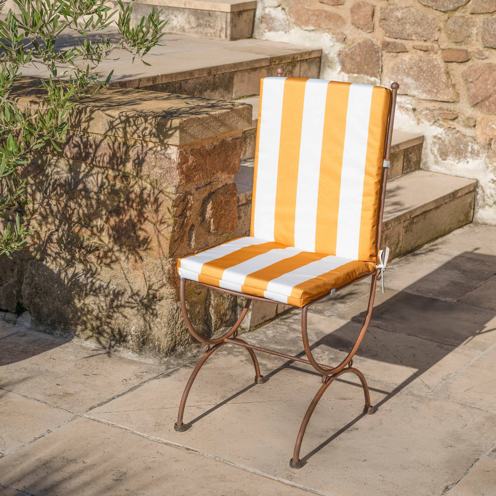 Home Maison - Coussin de fauteuil assise et dossier imperméable  à rayures ARCACHON - HOME MAISON - Polyester - Jaune - Image 5