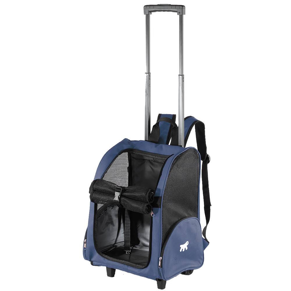 Ferplast - Panier de Transport Petits Chiens Chats TROLLEY à Roulettes, Sac à Dos pour Petits Chiens Chats, Poignée Télescopique, Poches pour Accessoires, Bleu - Imagen 6