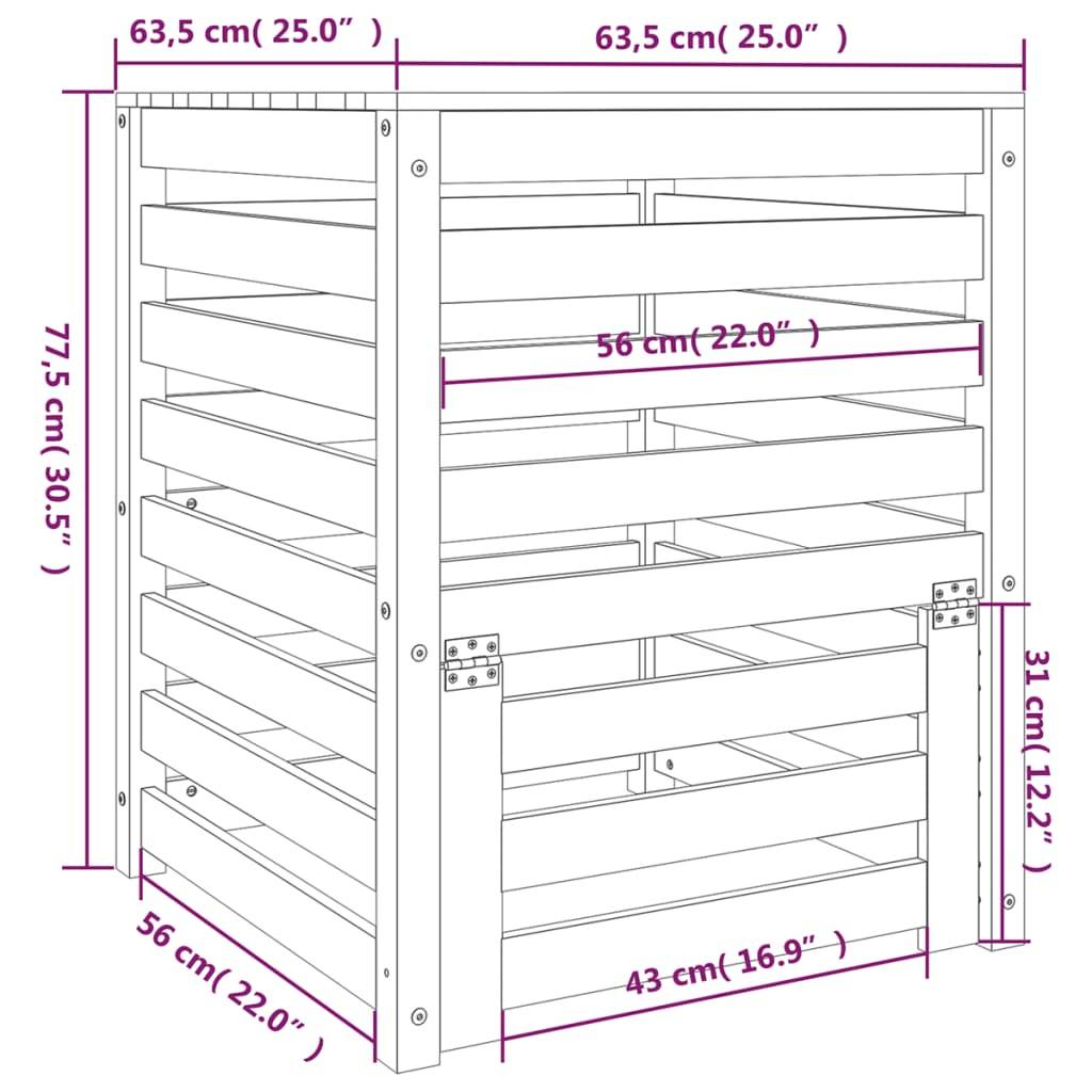 Vidaxl - Composteur Blanc 63,5x63,5x77,5 cm Bois massif de pin vidaXL 823809 - Image 3