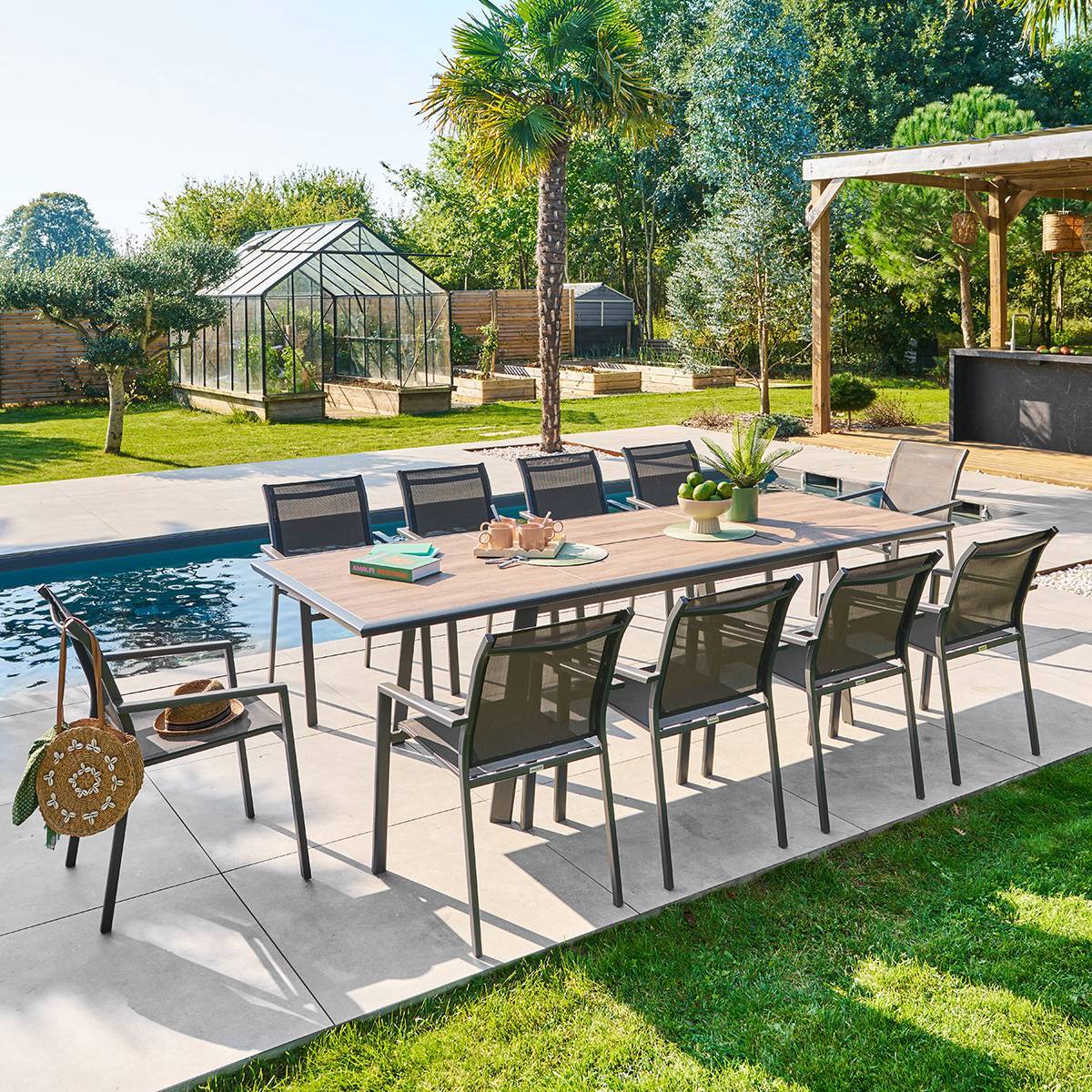 Hesperide - Table de jardin 10 places Pavane extensible gris graphite - Hespéride - Image 1