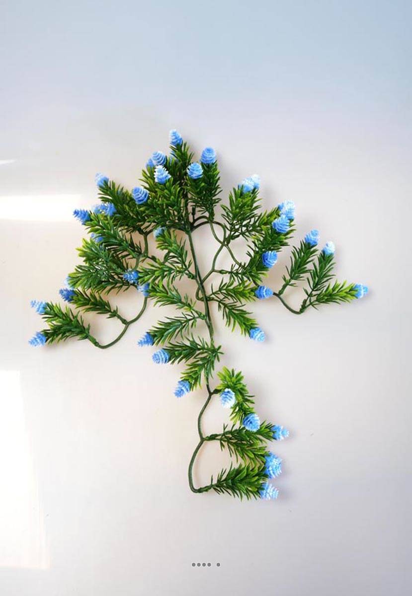 Artificielles - Chute de mini pomme de pin factice PE 5 ramures L45cm Bleu royal - couleur: Bleu royal 250