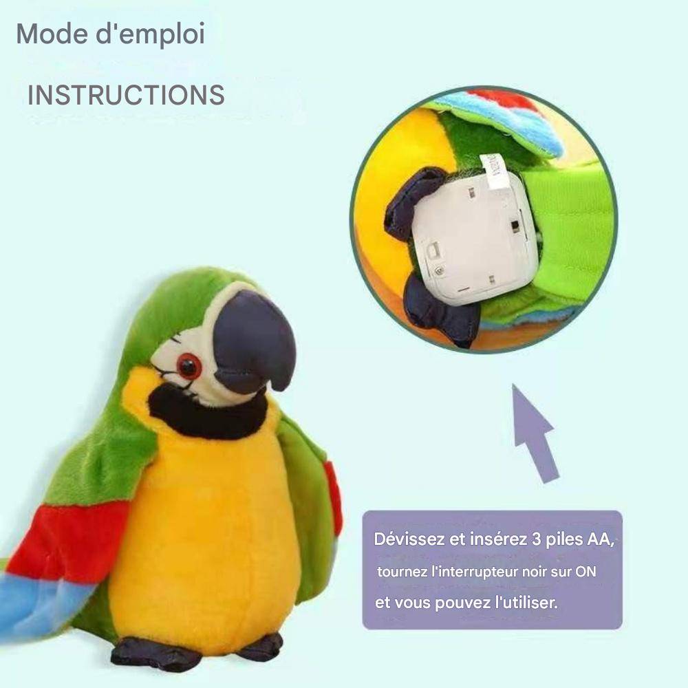 Jouet en Peluche - Perroquet Parlant et Enregistreur vert - MCBOSON - Image 2