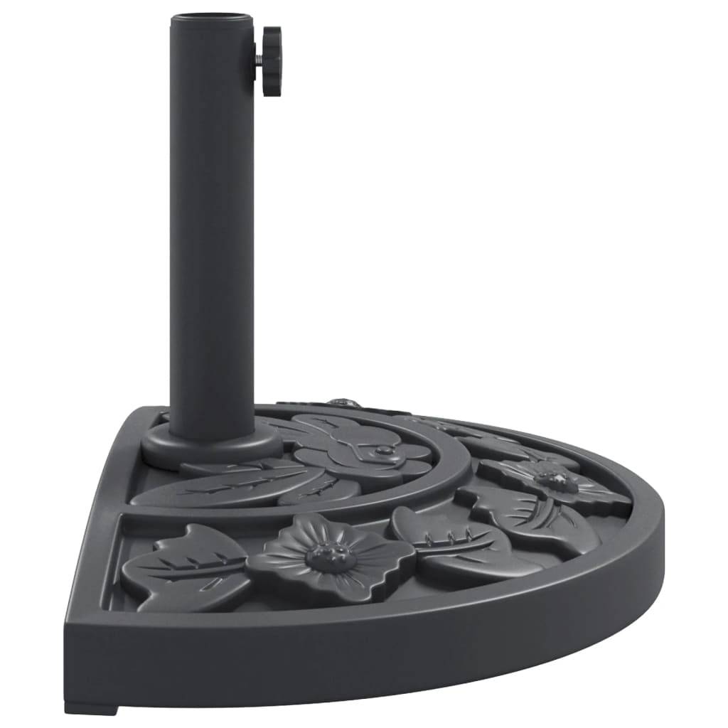 Helloshop26 - Base de parasol demi-rond 49 x 31 x 31 cm solution stable motif floral terrasse en PE noir - Image 3