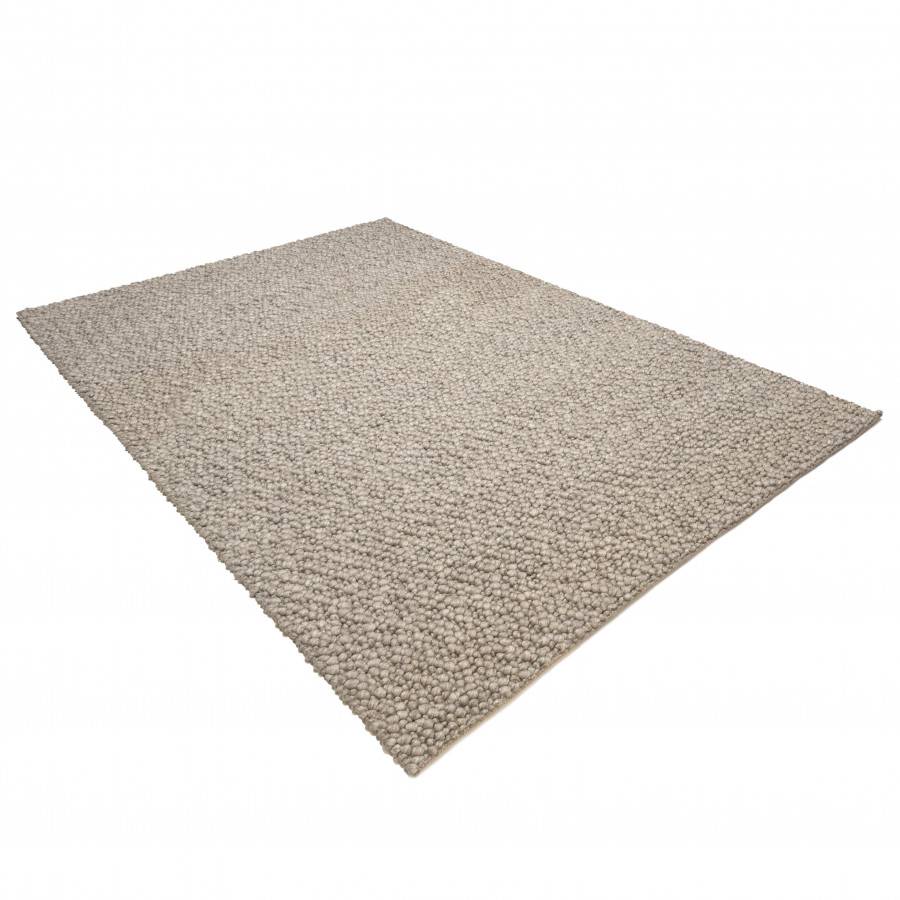 Macabane - QUENTIN - Tapis rectangulaire 160x230cm en laine bouclée taupe - Imagen 6