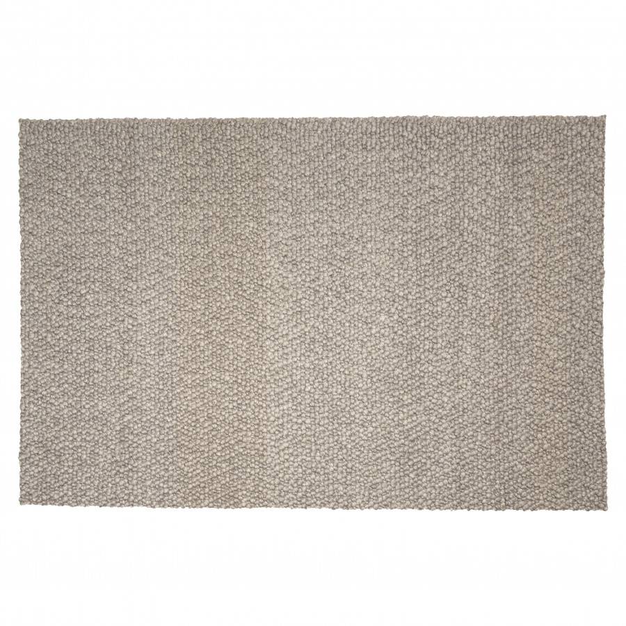Macabane - QUENTIN - Tapis rectangulaire 160x230cm en laine bouclée taupe - Imagen 1