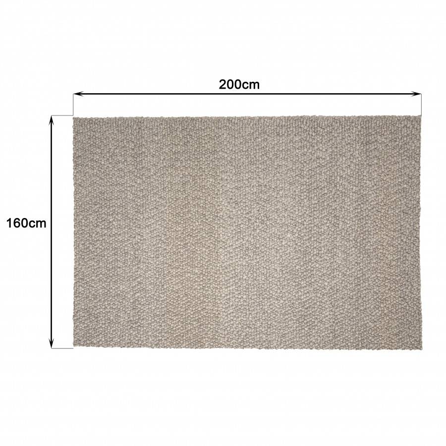 Macabane - QUENTIN - Tapis rectangulaire 160x230cm en laine bouclée taupe - Imagen 8