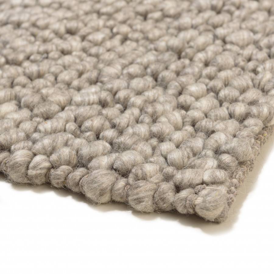 Macabane - QUENTIN - Tapis rectangulaire 160x230cm en laine bouclée taupe - Imagen 4