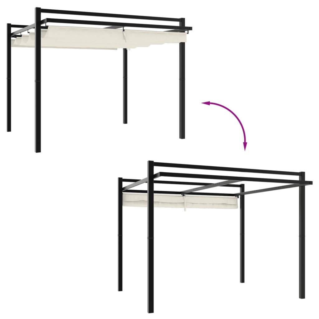 Pergola Aluminium 3x3 m Toit Rétractable Toile Imperméable pour Jardin Terrasse Crème – ComfortXL Outdoor Living - Image 3