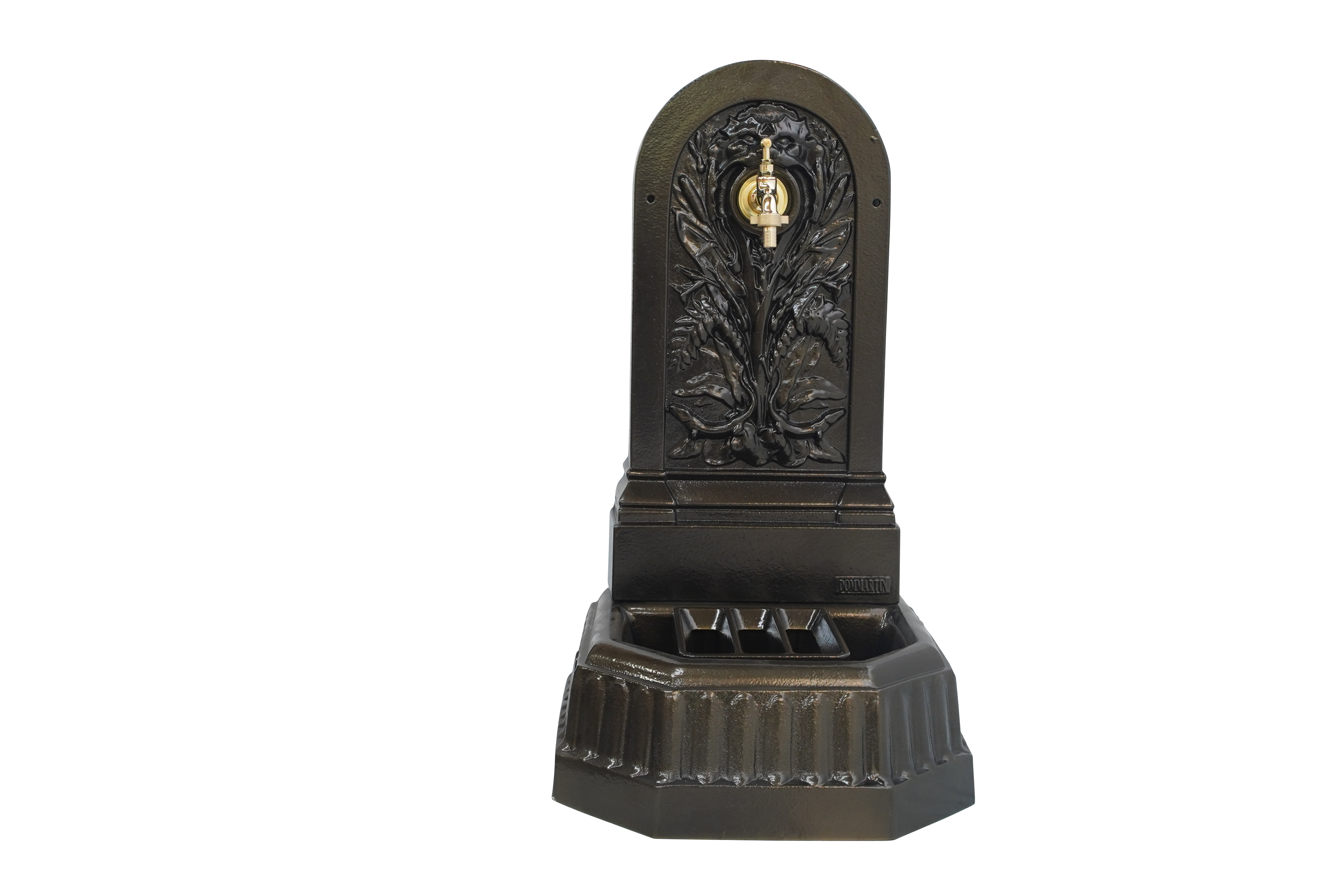 Fontaine triton vieux bronze avec robinet standard Dommartin H. 70 cm X L. 40 cm - Imagen 1