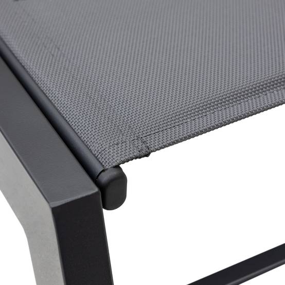 Set bain de soleil et table d'appoint BARBADOS en textilène gris - aluminium gris anthracite - HAPPY GARDEN - Image 6