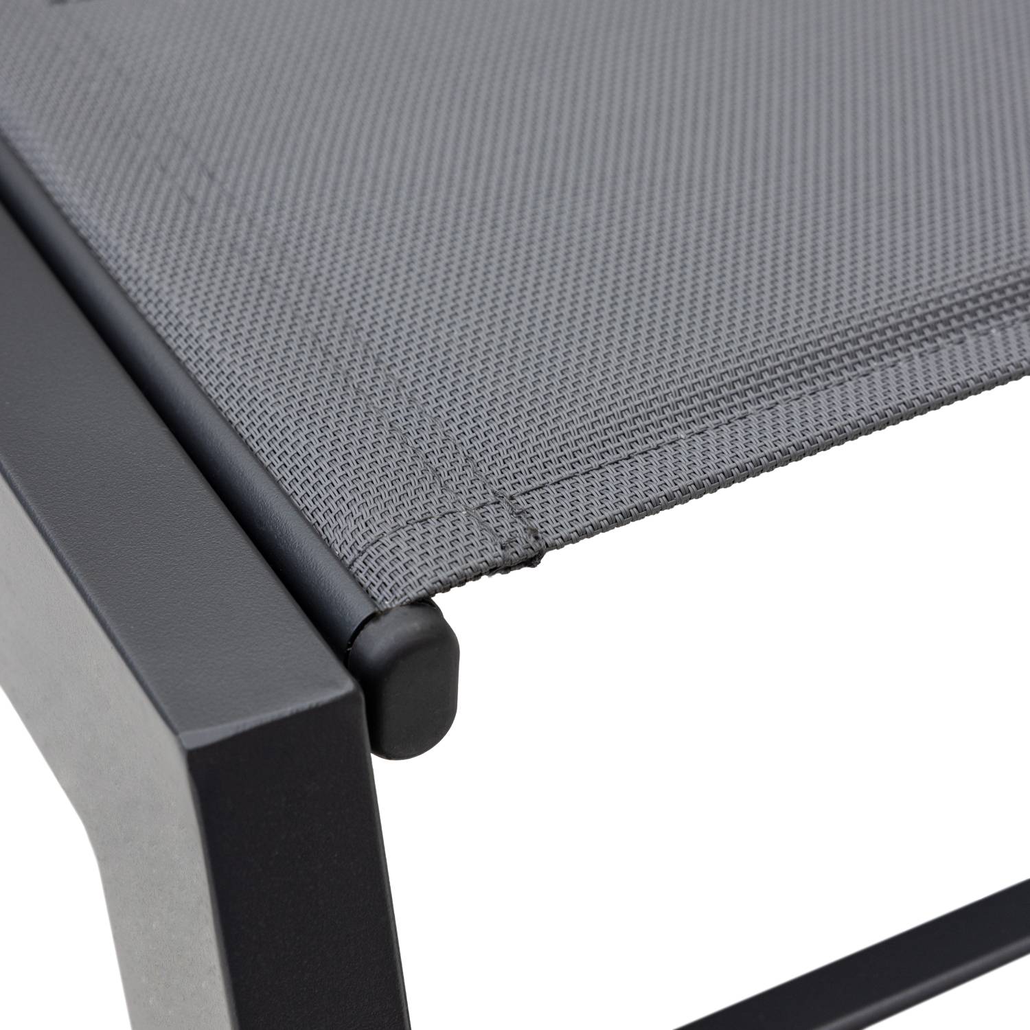 Set bain de soleil et table d'appoint BARBADOS en textilène gris - aluminium gris anthracite - HAPPY GARDEN - Image 6