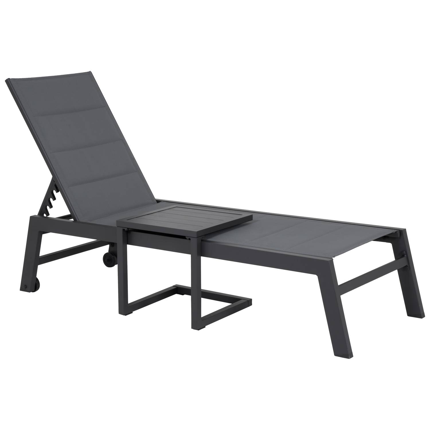 Set bain de soleil et table d'appoint BARBADOS en textilène gris - aluminium gris anthracite - HAPPY GARDEN - Image 10