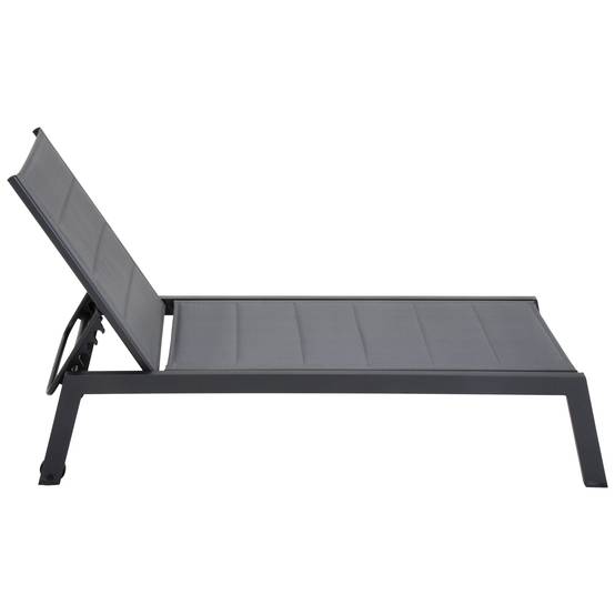 Set bain de soleil et table d'appoint BARBADOS en textilène gris - aluminium gris anthracite - HAPPY GARDEN - Image 3