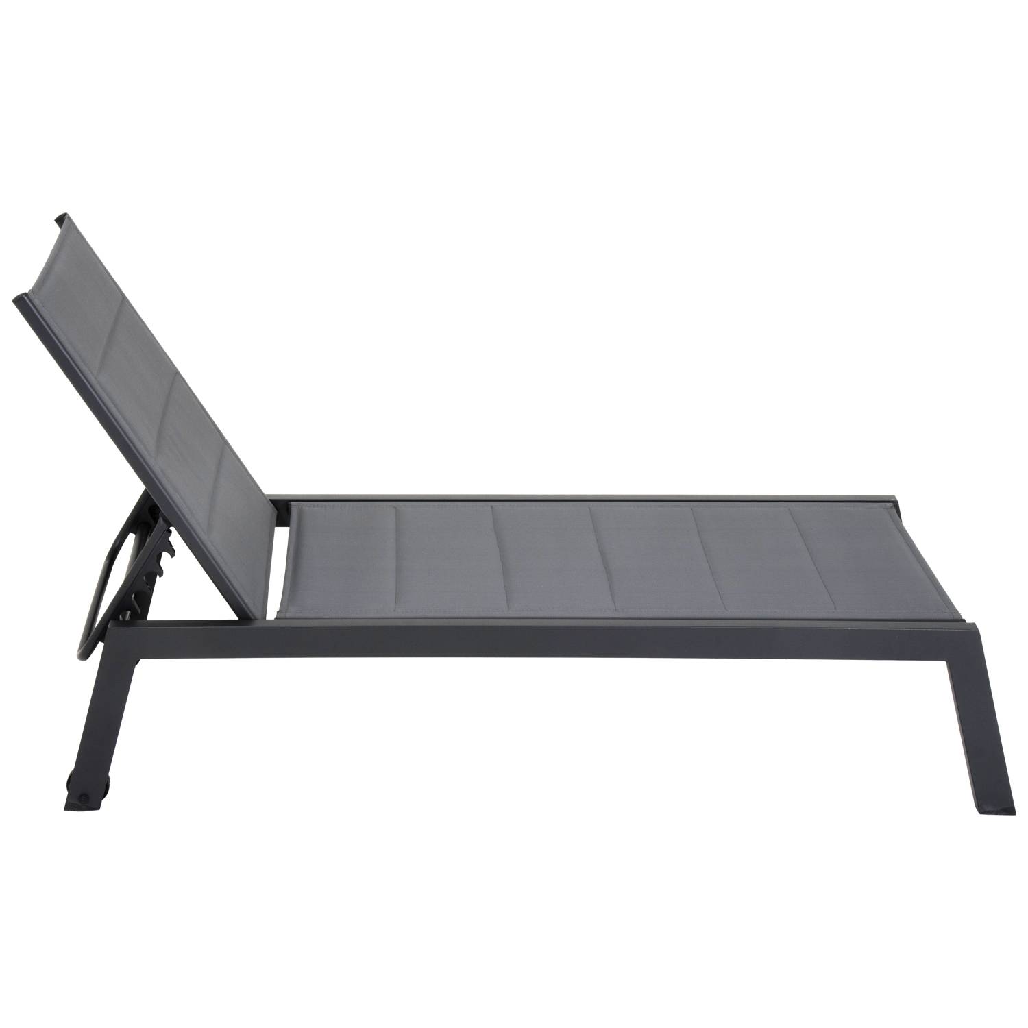 Set bain de soleil et table d'appoint BARBADOS en textilène gris - aluminium gris anthracite - HAPPY GARDEN - Image 3