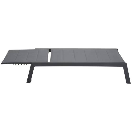 Set bain de soleil et table d'appoint BARBADOS en textilène gris - aluminium gris anthracite - HAPPY GARDEN - Image 4