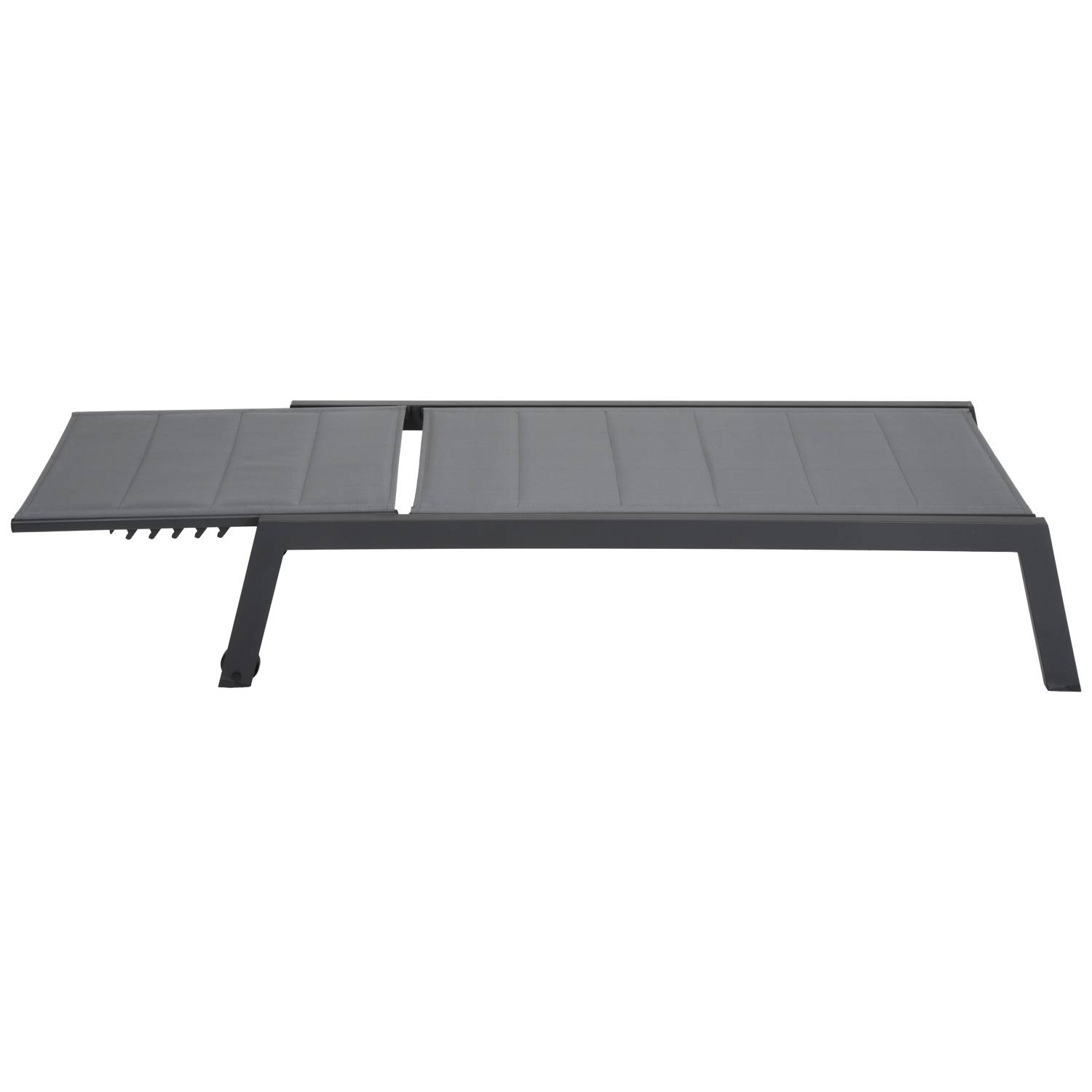 Set bain de soleil et table d'appoint BARBADOS en textilène gris - aluminium gris anthracite - HAPPY GARDEN - Image 4
