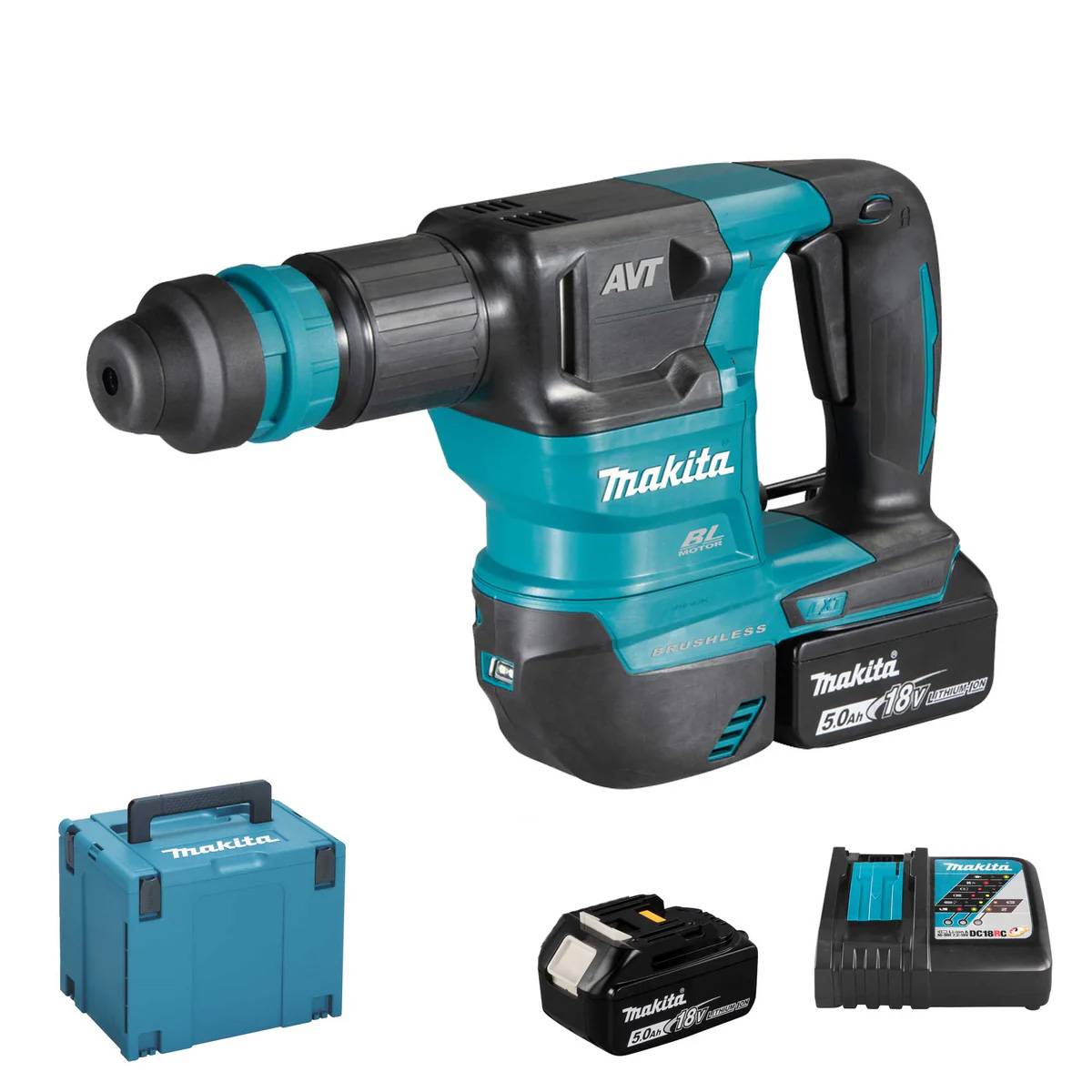 Piqueur SDS-Plus 18V 3,1 Joules - MAKITA - avec 2 batterie 18V 5.0Ah - chargeur - MakPak - DHK180RTJ - Image 1