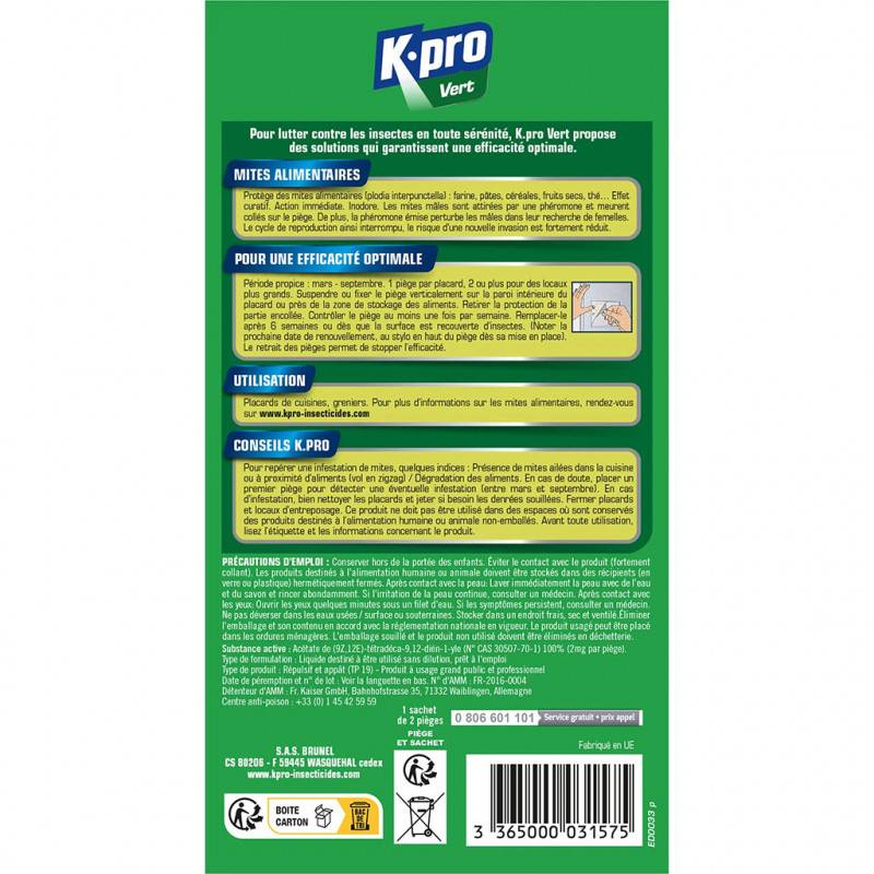 Kapo Vert - Lot De 2 Pièges Lot De 2 Pièges Insecticides Pour Mites Alimentaires KAPO VERT - Image 5