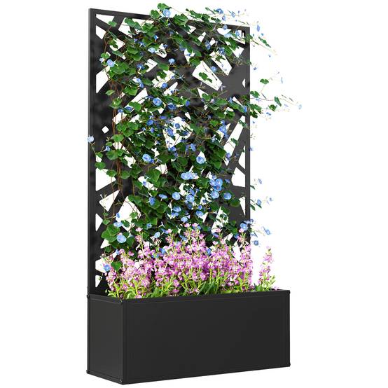 Jardinière avec treillis métals noir 61 x 23 x 113 cm - PANGIVO - Image 1