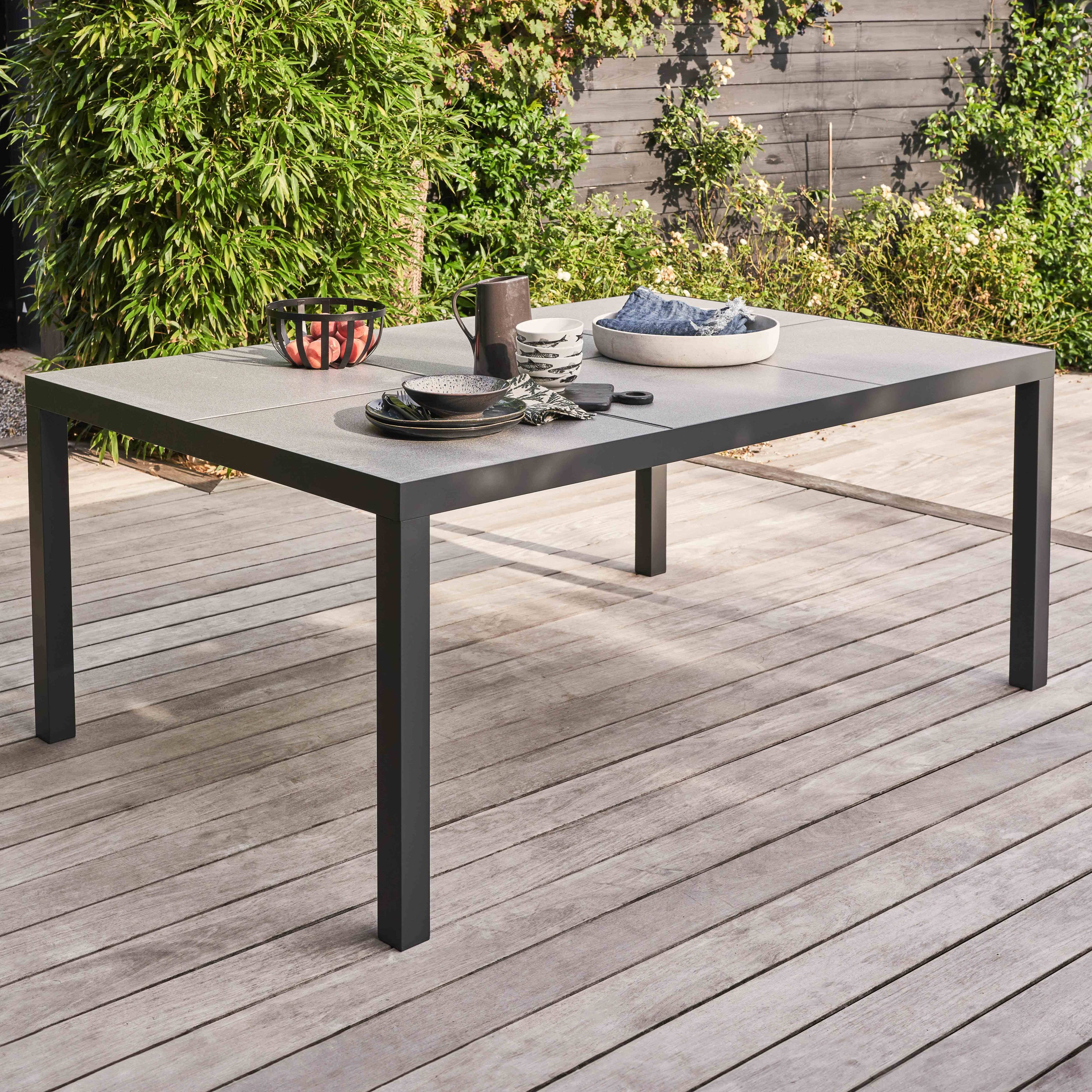 Oviala - Table de jardin 10 places en aluminium et céramique gris Tivoli - Oviala - Imagen 2