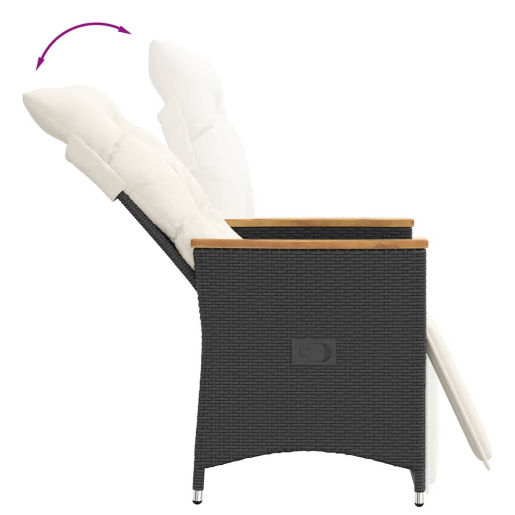 Fauteuil de Jardin Inclinable Poly Rotin et Bois d'Acacia avec Repose-pieds Noir – ComfortXL Outdoor Living - Image 7