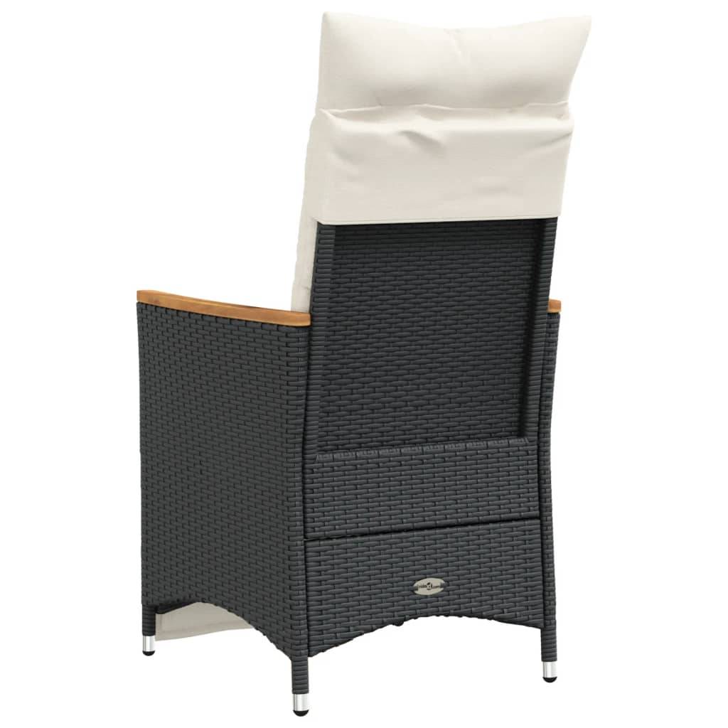 Fauteuil de Jardin Inclinable Poly Rotin et Bois d'Acacia avec Repose-pieds Noir – ComfortXL Outdoor Living - Image 6