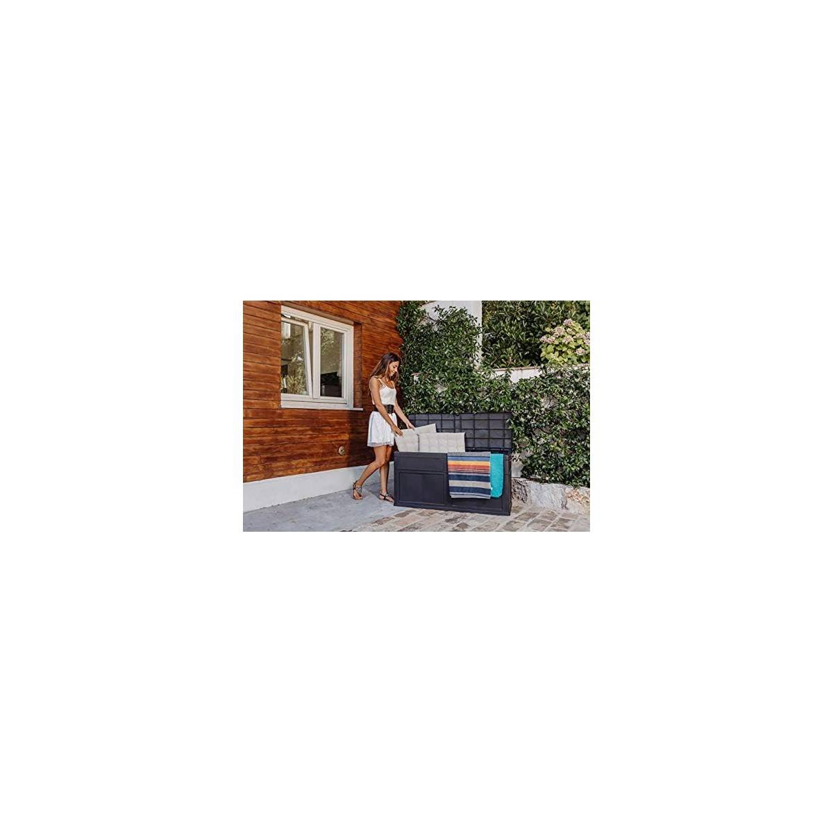 Coffre de Jardin en résine 320 Litres NOIR 119 X 46 X 60 cm Protection Anti UV TOOMAX - Imagen 4