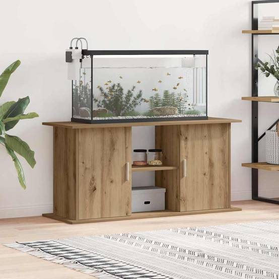 Meuble Support Aquarium 121cm Bois avec Rangement 3 Niveaux Chêne Artisanal - ComfortXL Outdoor Living - Image 1