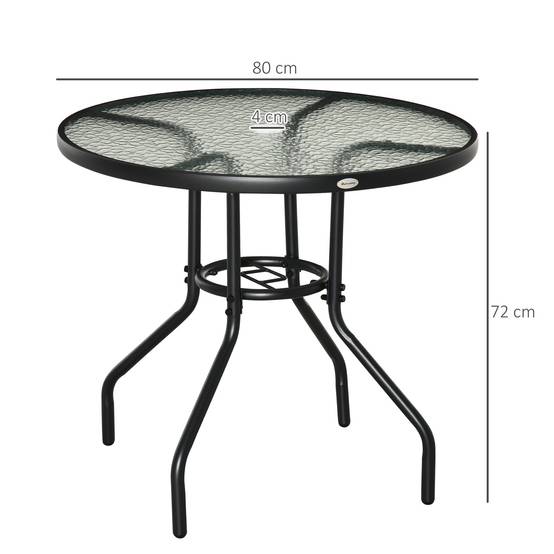 ComfortXL - Table de jardin ronde métal plateau en verre trempé avec trou pour parasol noir - ComfortXL Outdoor Living - Image 5