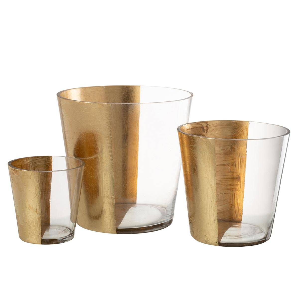 Photophore Design en Verre "Boe" 18cm Transparent & Or - Image 4