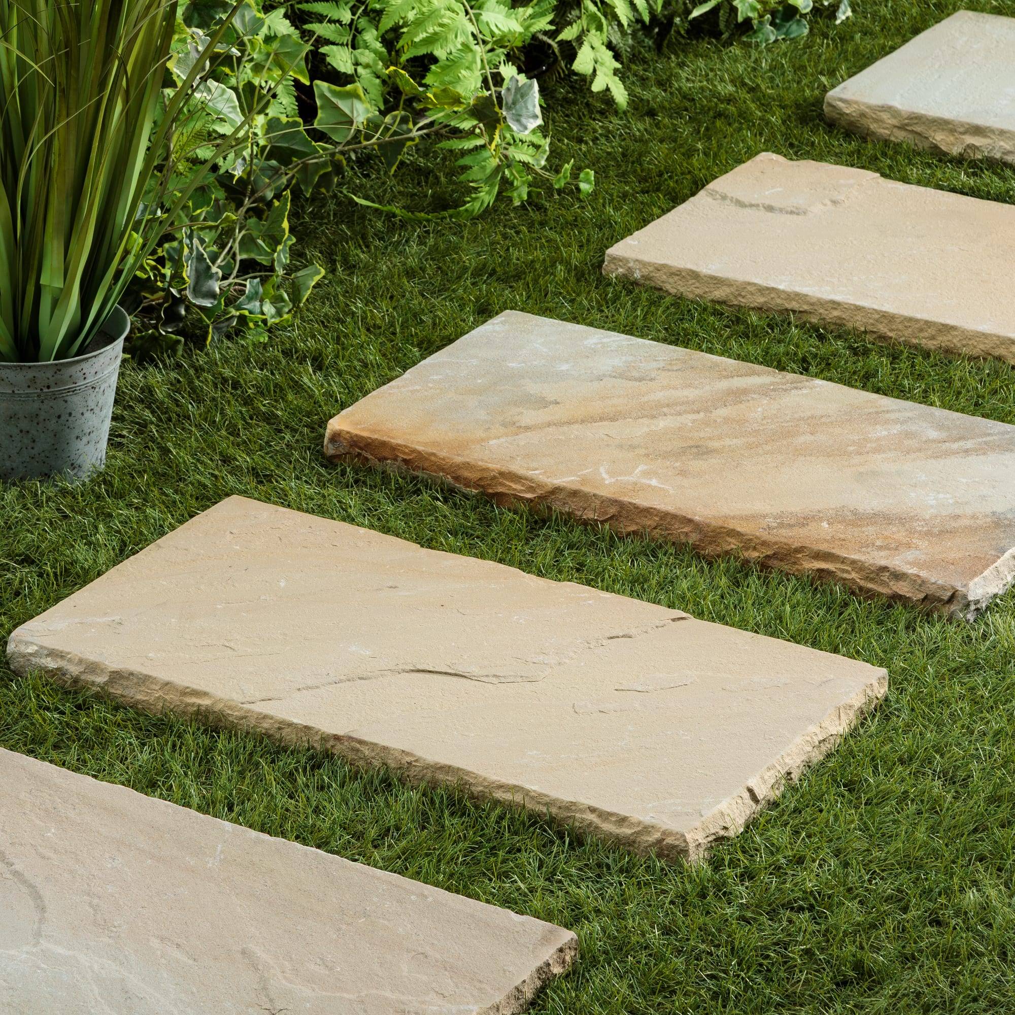 RO'MA Nature - Pas japonais Rectangle Grès Kandla Beige 60x30x3-5 cm (à l'unité) - RO'MA NATURE