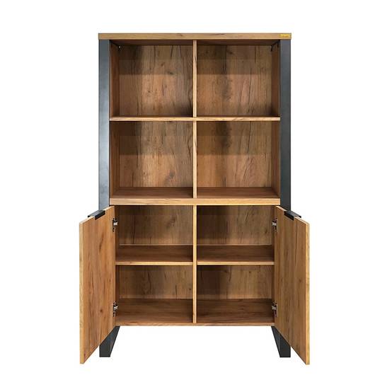 Buffet haut 4 niches 2 portes pieds métal Ron - Image 5