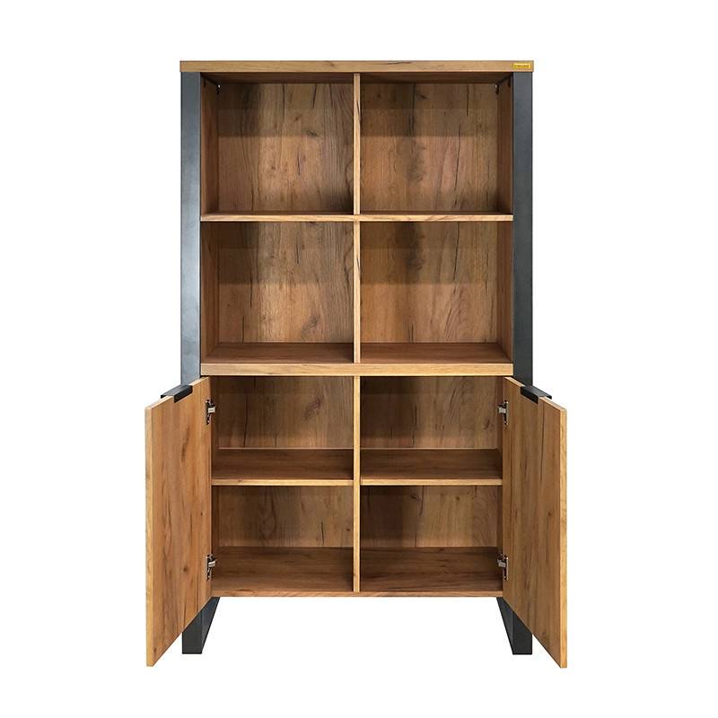 Buffet haut 4 niches 2 portes pieds métal Ron - Image 5