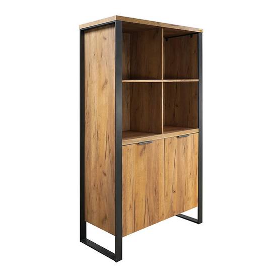 Buffet haut 4 niches 2 portes pieds métal Ron - Image 8