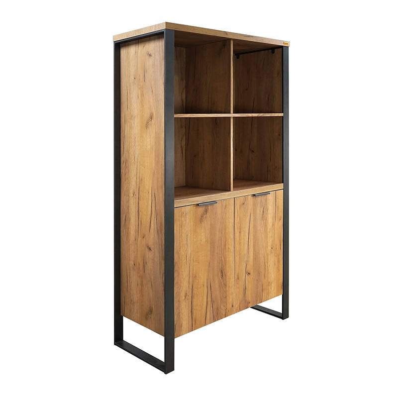 Buffet haut 4 niches 2 portes pieds métal Ron - Image 8