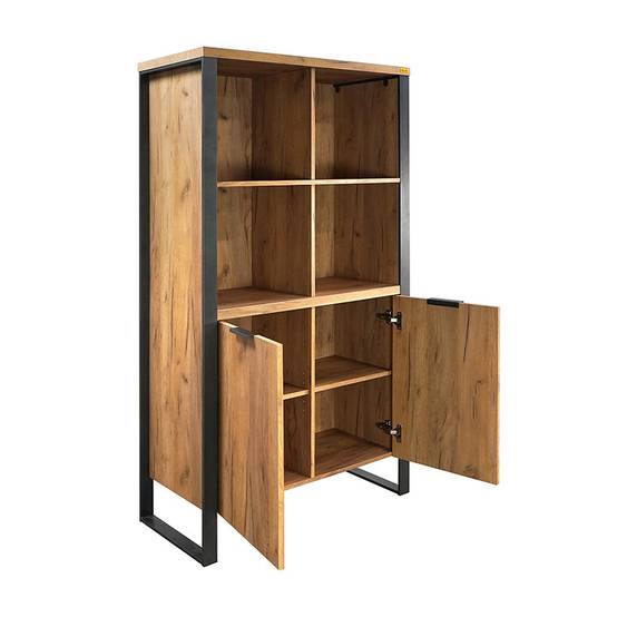 Buffet haut 4 niches 2 portes pieds métal Ron - Image 3