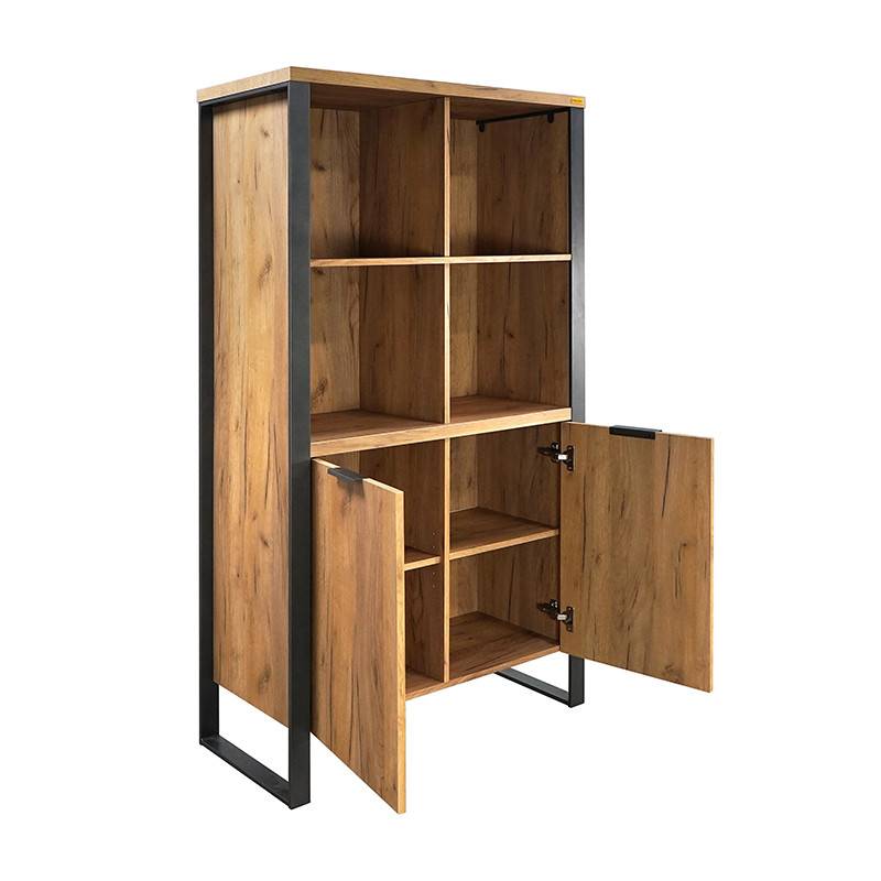 Buffet haut 4 niches 2 portes pieds métal Ron - Image 3
