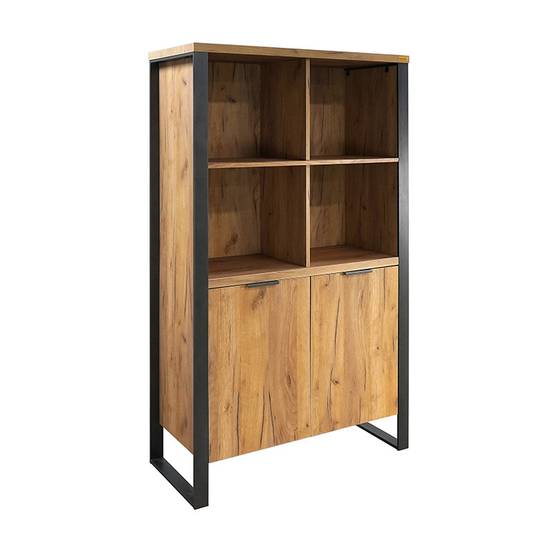 Buffet haut 4 niches 2 portes pieds métal Ron - Image 1
