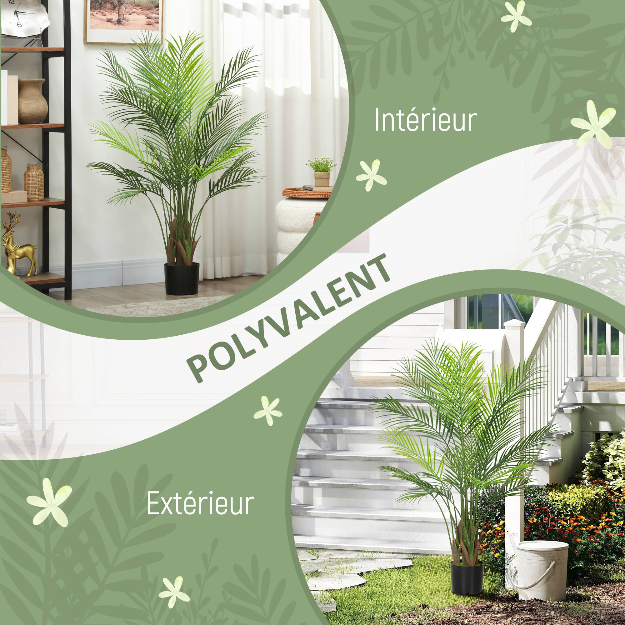 Palmier artificiel plastiques vert 16.5 x 16.5 x 120 cm - PANGIVO - Image 7