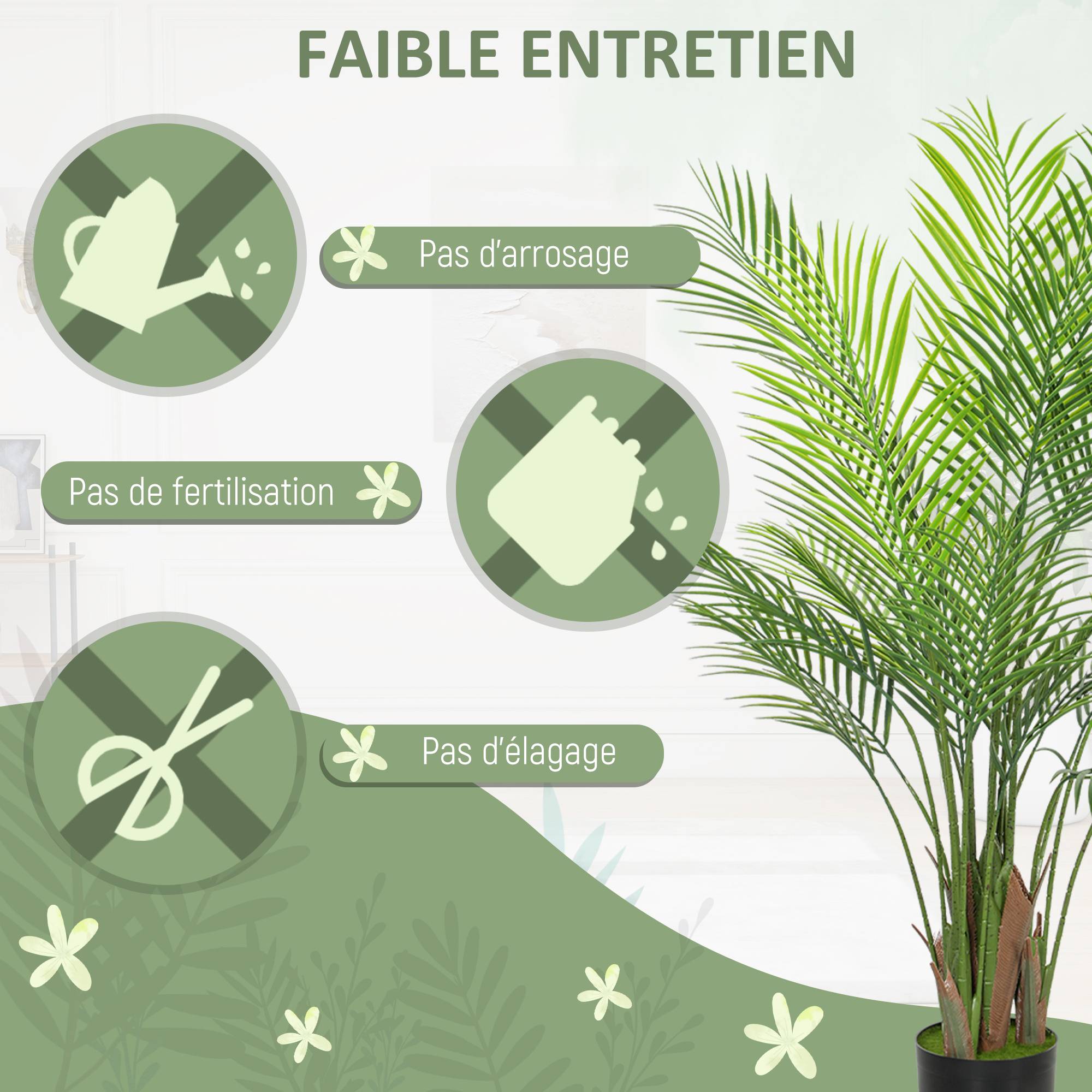 Palmier artificiel plastiques vert 16.5 x 16.5 x 120 cm - PANGIVO - Image 8