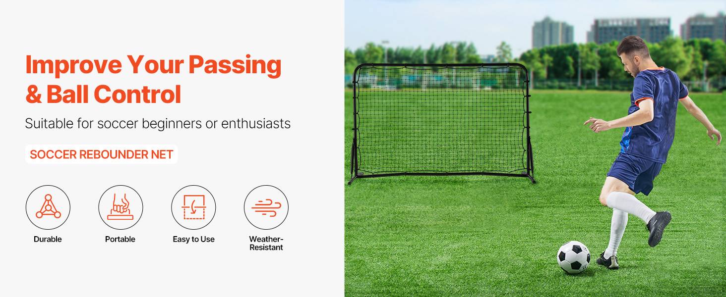 Vevor - VEVOR Filet de rebond football 182,8 x 121,9 cm, rebondisseur portable en tube de fer, filet PET durable, sac de transport inclus. - Image 9