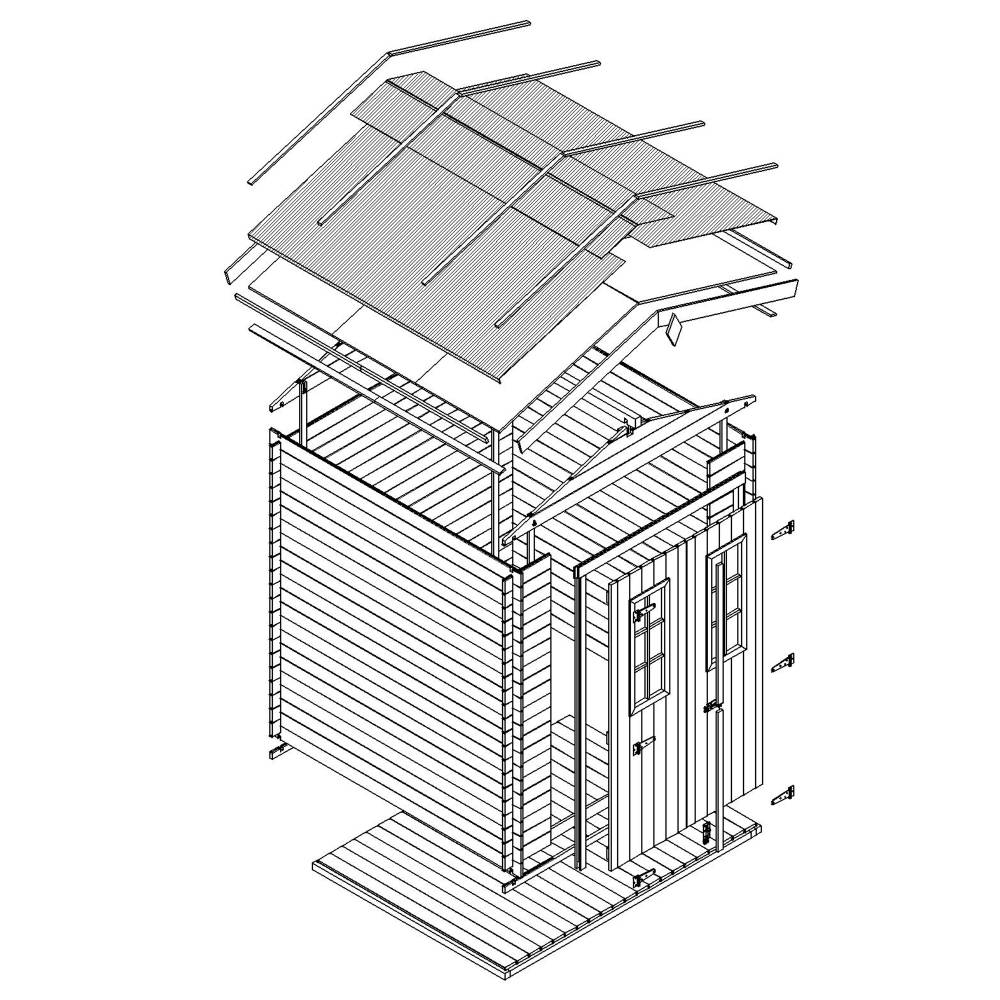 Timbela - Abri de jardin en bois I236xL226xH218 cm/ 4.33 m² avec sol traité - Petit abri à outils, Local à vélos - 19 mm d’épaisseur - Timbela M369C+M369G - Image 7