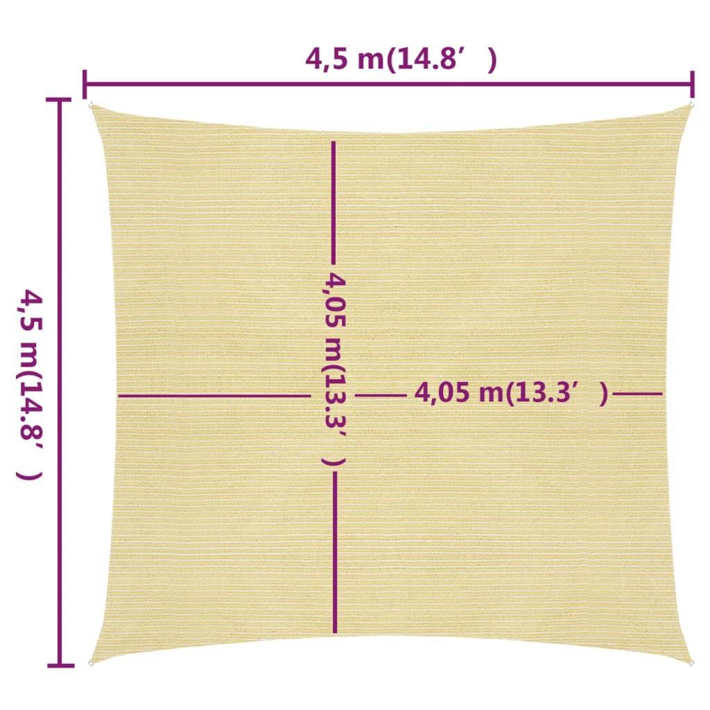 Helloshop26 - Voile d'ombrage 160 g/m² pehd 4,5 x 4,5 m beige - Imagen 6