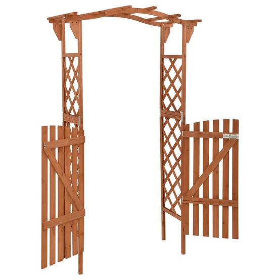 Arche Pergola avec Portillon Bois Sapin Massif Entrée Jardin 116x40x204cm Brun - ComfortXL Outdoor Living - Image 4