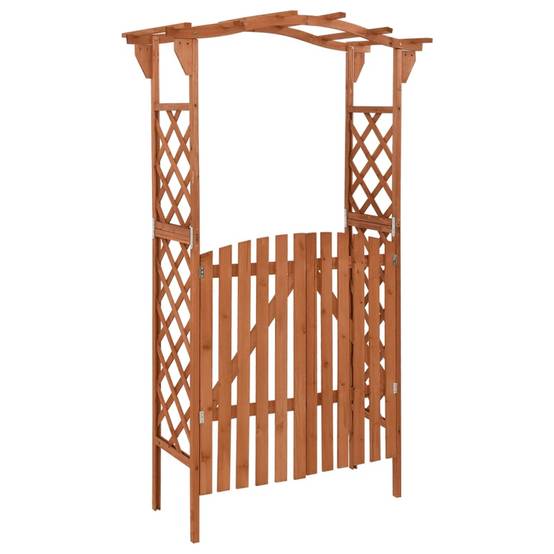 Arche Pergola avec Portillon Bois Sapin Massif Entrée Jardin 116x40x204cm Brun - ComfortXL Outdoor Living - Image 1