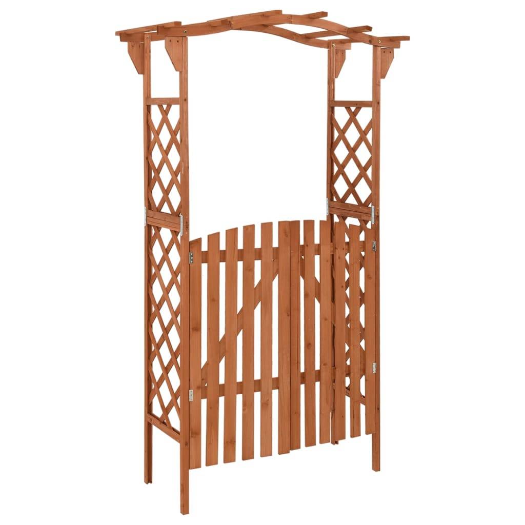 Arche Pergola avec Portillon Bois Sapin Massif Entrée Jardin 116x40x204cm Brun - ComfortXL Outdoor Living - Image 1
