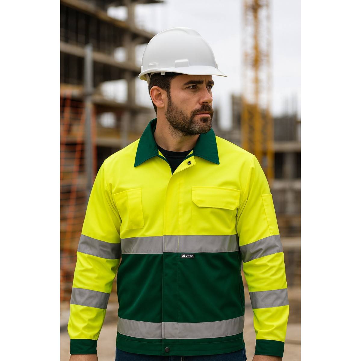 Blouson de travail Jaune FLUO Taille L Veste 5 poches haute visibilité VITO - Image 5