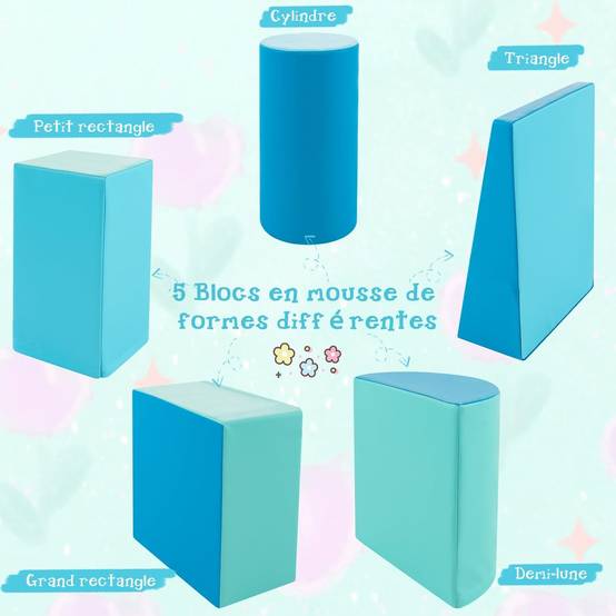 5PCS Parcours Motricité Bébé en Mousse avec Housse en PU, Module Motricité Bébé, Jouets Éducatifs pour Enfants d'Âge Préscolaire… - Image 4