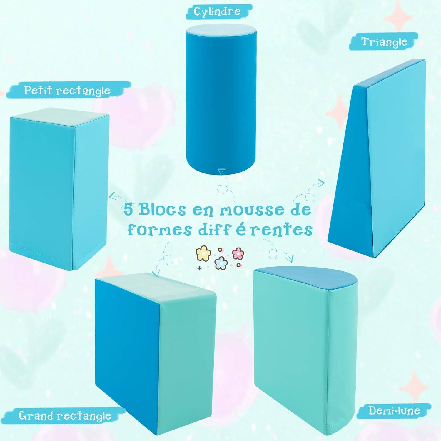 5PCS Parcours Motricité Bébé en Mousse avec Housse en PU, Module Motricité Bébé, Jouets Éducatifs pour Enfants d'Âge Préscolaire… - Image 4